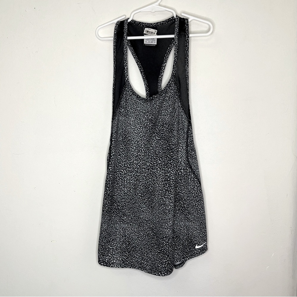 Nike Dri-FIT Black White Dot Open Back Running Tank XS